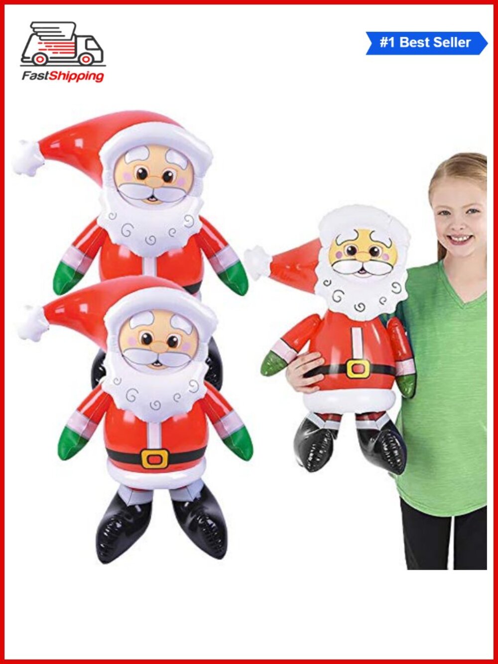 🎅 Christmas Santa Claus Inflate 24-Inch 2-Pack Party Favors Decor